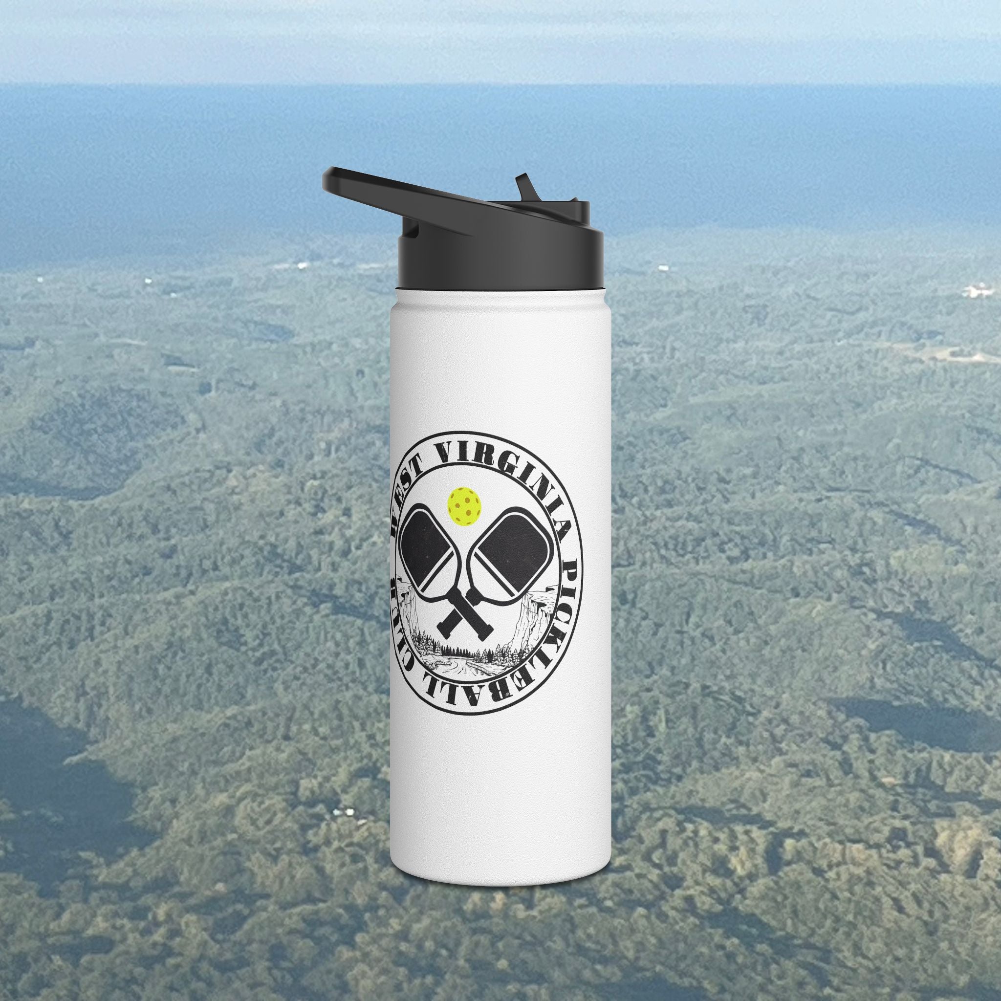 West Virginia Pickleball Water Bottle (White)