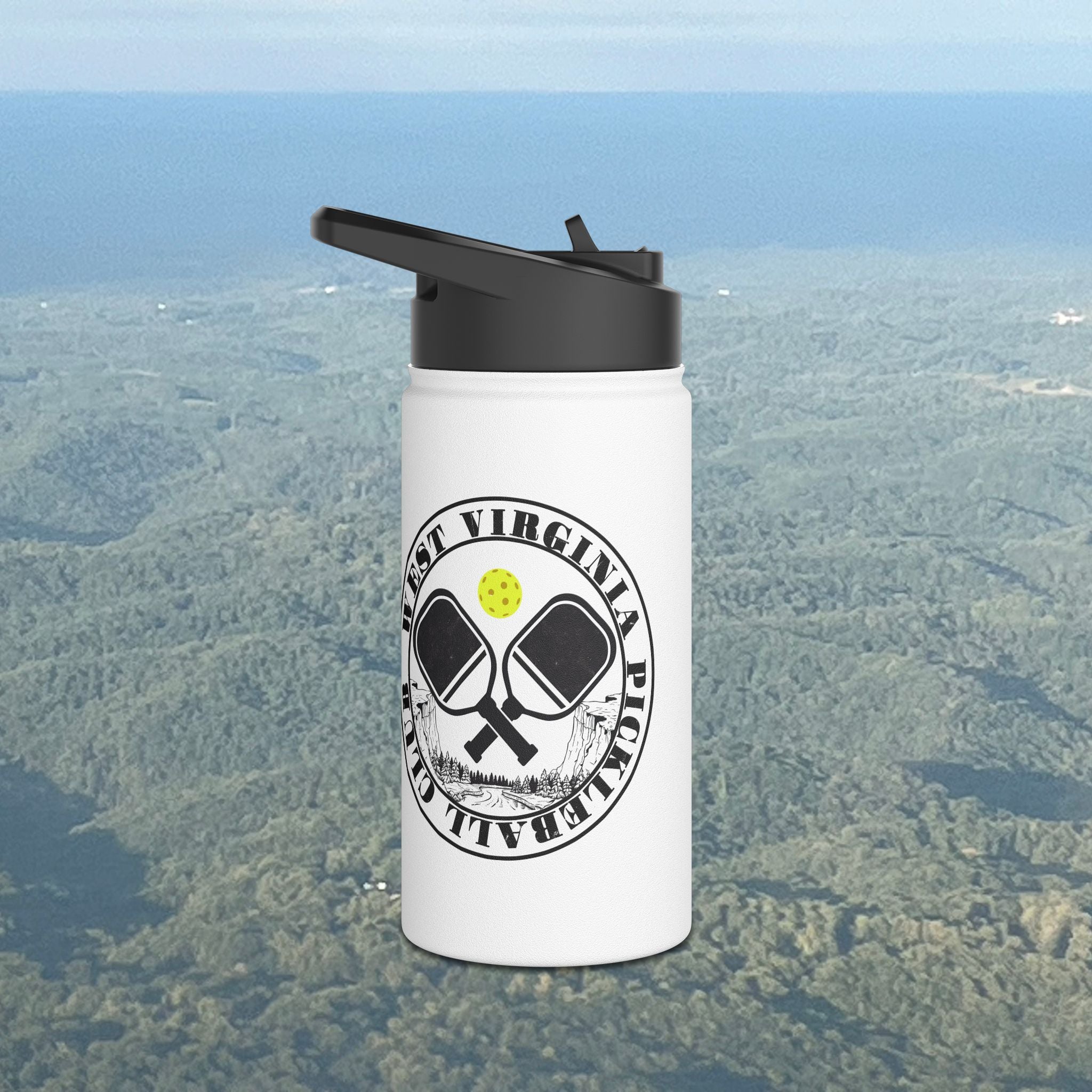 West Virginia Pickleball Water Bottle (White)
